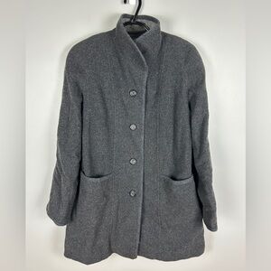 ME-JAY Cashmere and Virgin Wool Winter Jacket Size Med Charcoal Grey High‎ Neck
